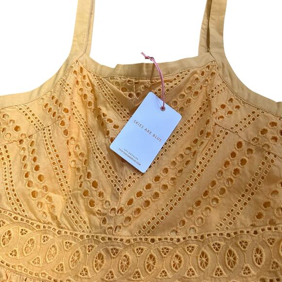 Skies are Blue Sunshine yellow eyelet layered sun dress women's size xs NWT - Picture 6 of 8
